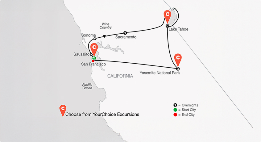Itinerary Best of Northern California Northern California Map