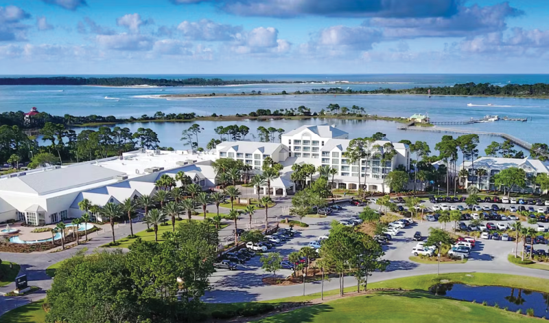 Panama City Beach, FL beach road at sunrise